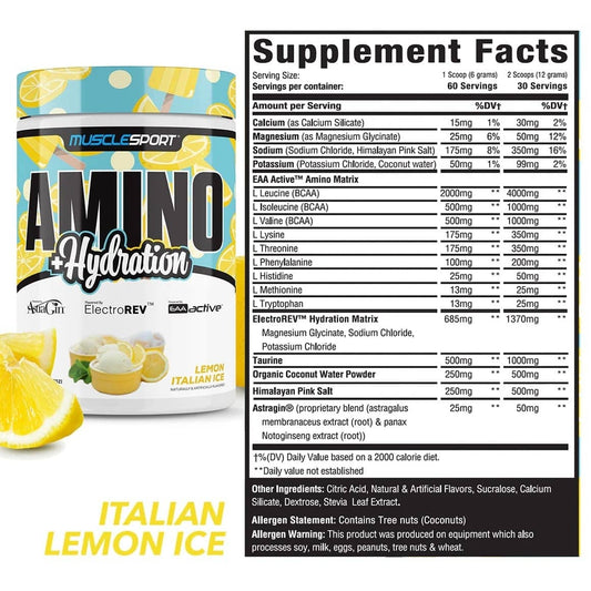 Creatina Muscle Sport + Hydration Lemon Italian Ice 60 servicios