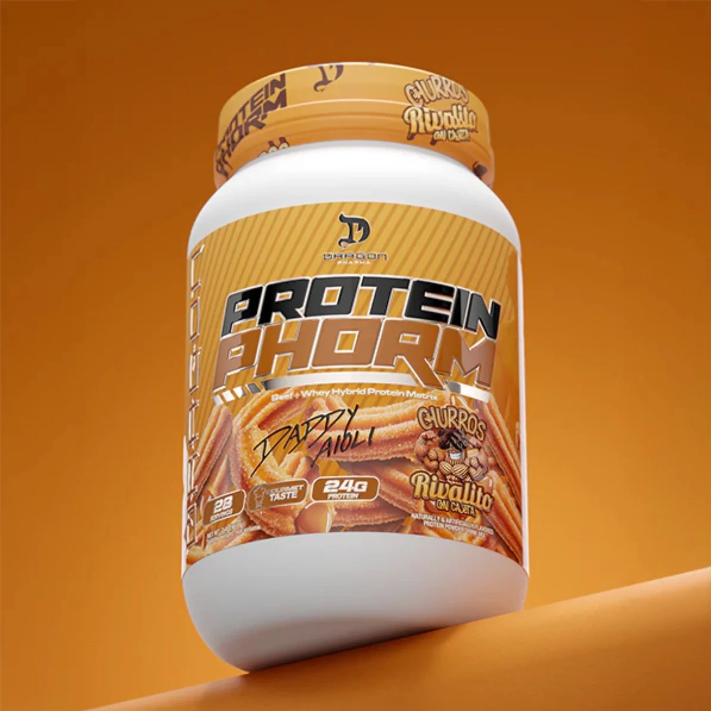 Proteína Dragon Pharma Churro/Cajeta Beef+Whey Hybrid 28 servicios