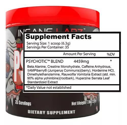 Pre-Entreno Insane Labz Psychotic Edición Especial - Sabor Watermelon / Sandía (35 Porciones)