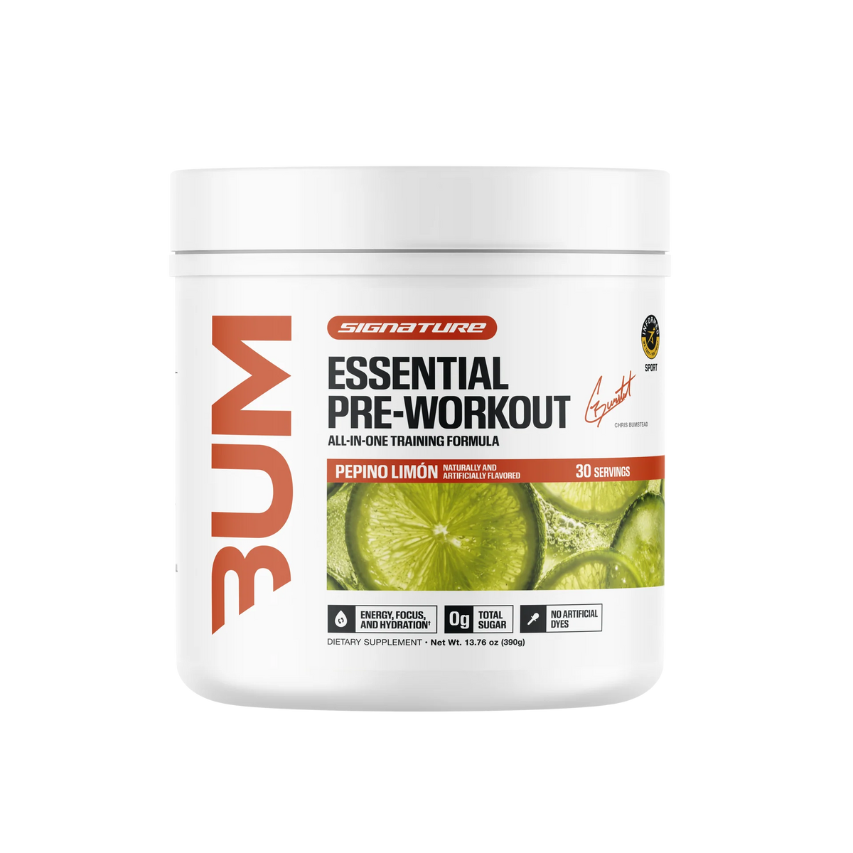 BUM Signature Essential Pre-Workout (30 Servicios / 390 g) – Sabor Pepino Limón
