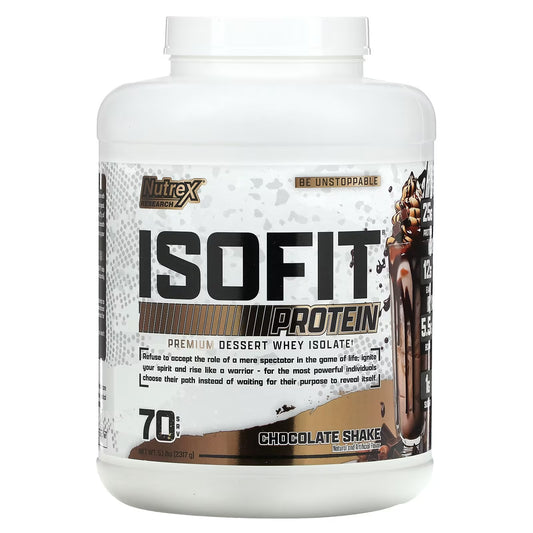 Nutrex Research - ISOFIT Premium Dessert Whey Isolate (70 Servicios / 5.1 lbs - 2317 g) – Sabor Chocolate Shake