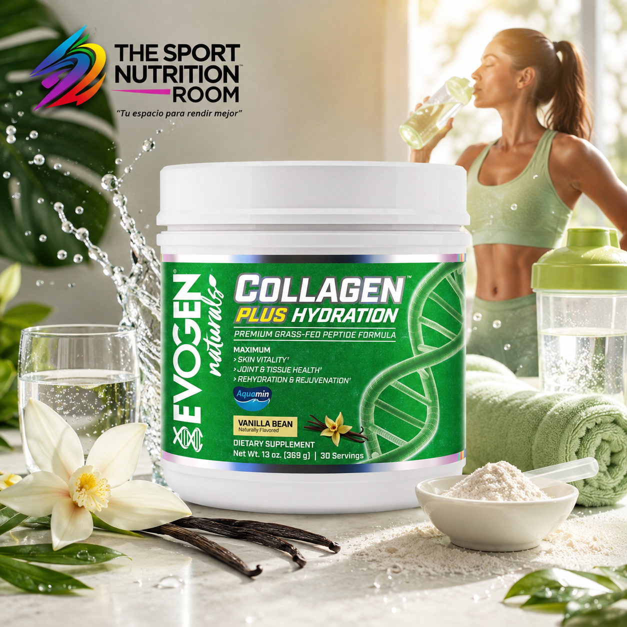 Evogen Naturals Collagen Plus Hydration (30 servicios) – Vanilla Bean