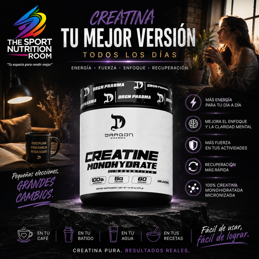 Creatina Monohidratada Micronizada Dragon Pharma - Sin Sabor (60 Porciones / 300g)
