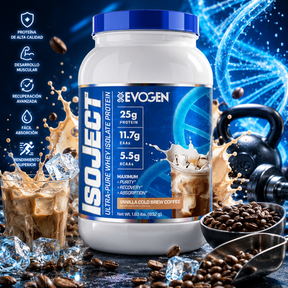 Evogen Nutrition IsoJect Ultra-Pure Whey Isolate Protein (1.83 lbs / 832 g) – Vanilla Cold Brew Coffee