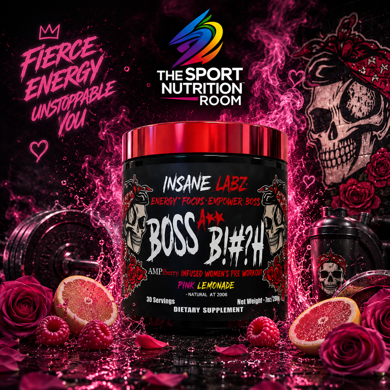 Insane Labz Boss A B!#?h (Women's Pre-Workout) – 30 Servicios Pink Limonade