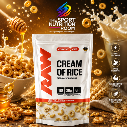 RAW Nutrition Cream of Rice Fast-Digesting Carbs 25 servicios – Honey Nut Cereal