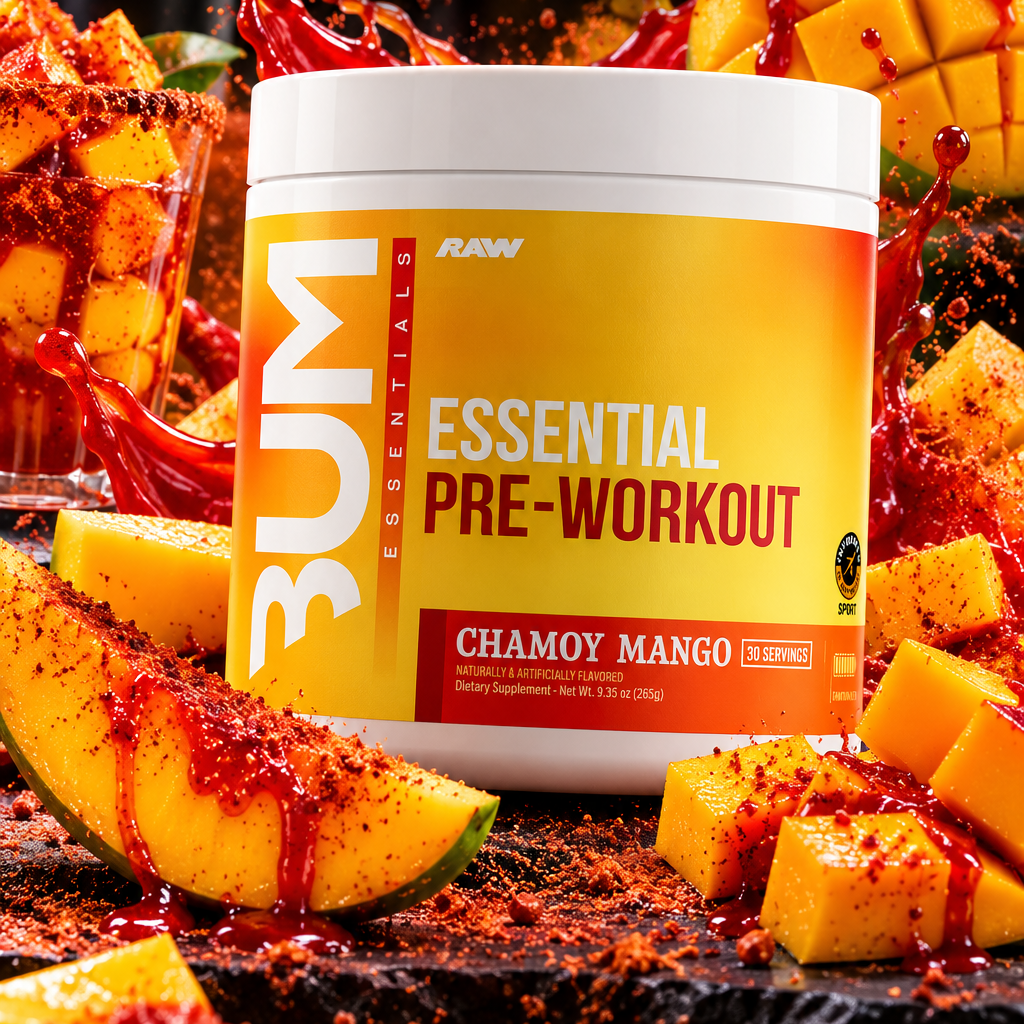 RAW Nutrition - CBUM Essential Pre-Workout 30 Servicios– Sabor Chamoy Mango