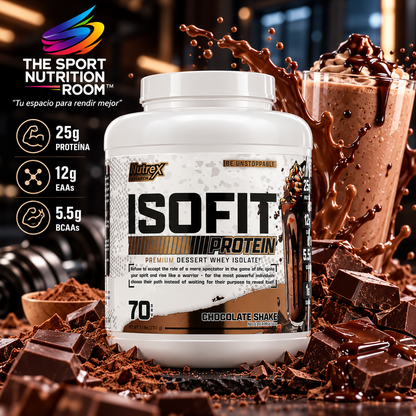 Nutrex Research - ISOFIT Premium Dessert Whey Isolate (70 Servicios / 5.1 lbs - 2317 g) – Sabor Chocolate Shake