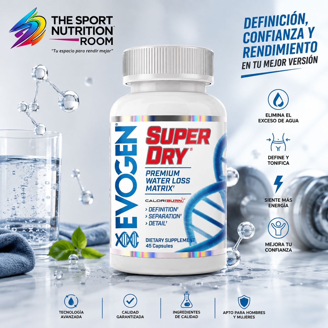 Evogen Super Dry (45 Cápsulas) – Definición Muscular y Control de Retención de Líquidos