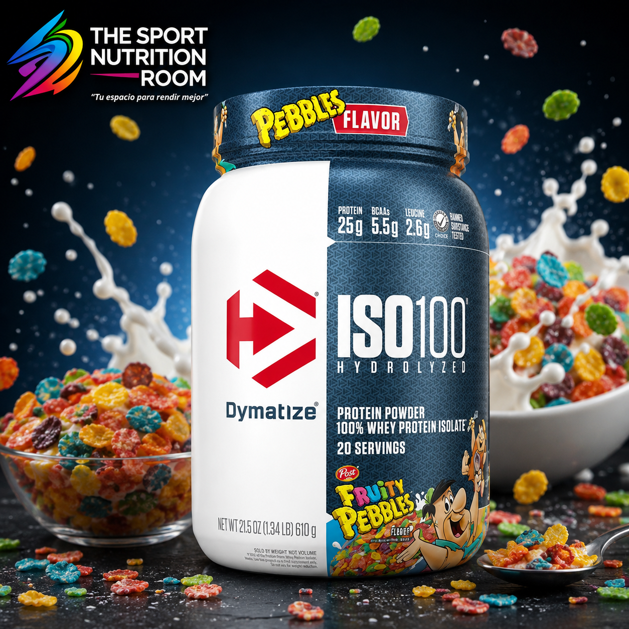 Proteína Hidrolizada Dymatize ISO100 - Sabor Fruity Pebbles (20 Porciones)