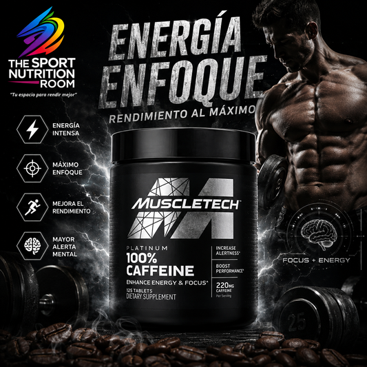 Cafeína Anhidra Pura MuscleTech Platinum 100% Caffeine - 220 mg (125 Tabletas)