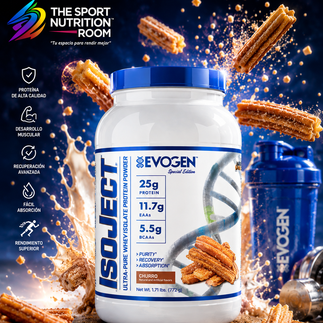 Evogen Nutrition IsoJect Special Edition Ultra-Pure Whey Isolate (1.71 lbs / 775 g) – Churro