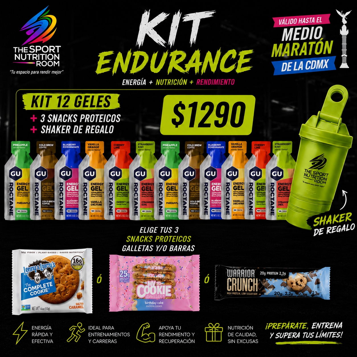 Kit Gu Energy Roctane 12 piezas - Edición Medio Maratón