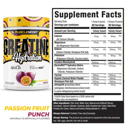Creatina+Hydration Muscle Sport Passion Fruit (Maracuyá) 60 servicios