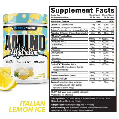 Creatina Muscle Sport + Hydration Lemon Italian Ice 60 servicios