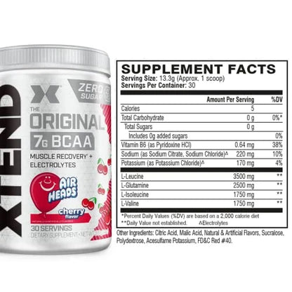 Aminoácidos XTEND Original BCAAs + Electrólitos - Sabor AirHeads Cherry (30 Porciones)