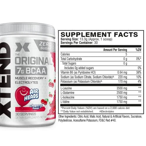 Aminoácidos XTEND Original BCAAs + Electrólitos - Sabor AirHeads Cherry (30 Porciones)