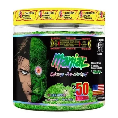 Pre-Entreno Extremo Terror Labz Maniac - Sabor Green Apple / Manzana Verde (30 Porciones)
