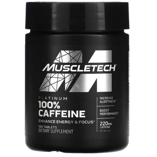 Cafeína Anhidra Pura MuscleTech Platinum 100% Caffeine - 220 mg (125 Tabletas)