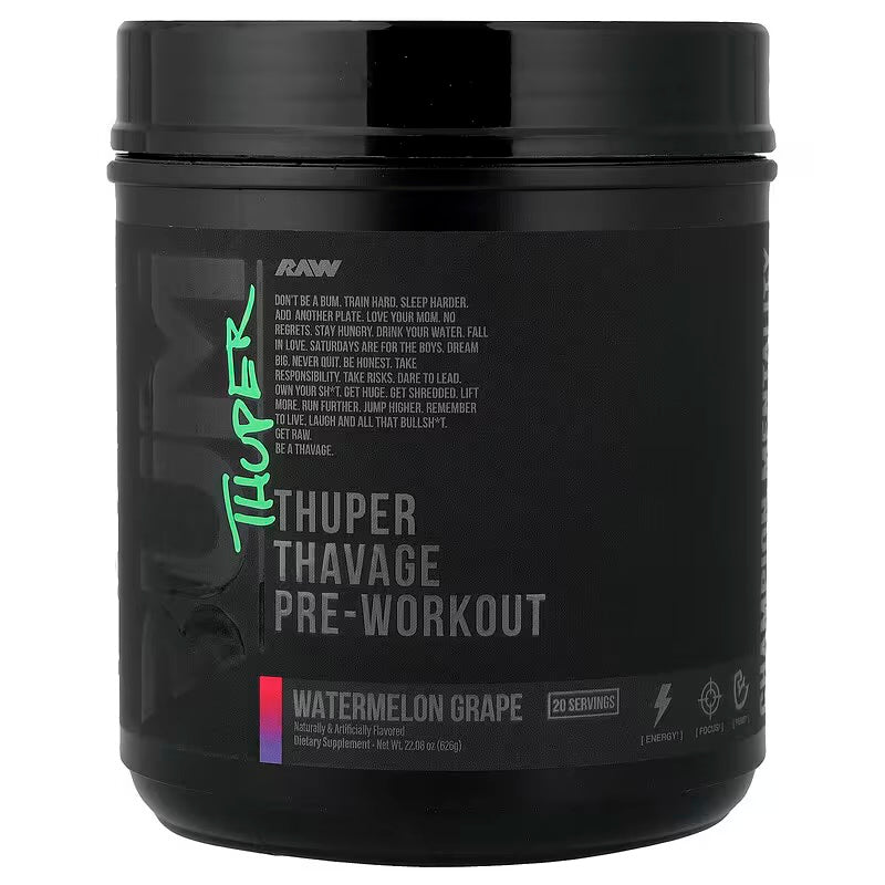 RAW Nutrition CBUM Thuper Thavage Pre-Workout (20 Servicios) – Watermelon Grape