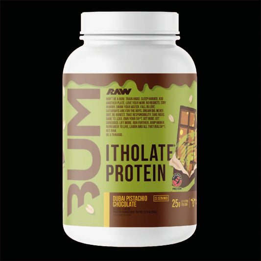 RAW CBUM ISO 780g (1.72 lbs) Proteína aislada de suero de leche | Sabor Dubai Pistachio Chocolate